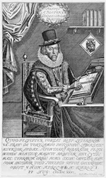 Retrato de Francis Bacon (1561-1626) Visconde de St. Albans Escrevendo em sua mesa, 1640